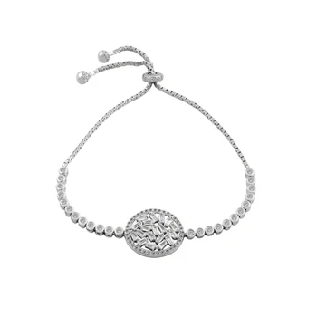 

KUTAYDAN 925 Sterling Silver Trapezoidal Baget Zircon Cubic Zirconia Elevator Bracelet