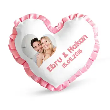 

Personalized Pink Frilly Satin Heart Pillow Case
