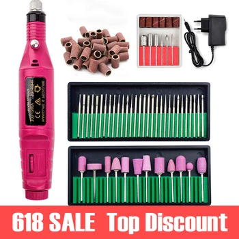 

1 Set Portable Electric Nail Drill Machine Manicure Set Pedicure Nail Gel Remover File Professional Strong Nail Polishing Tools