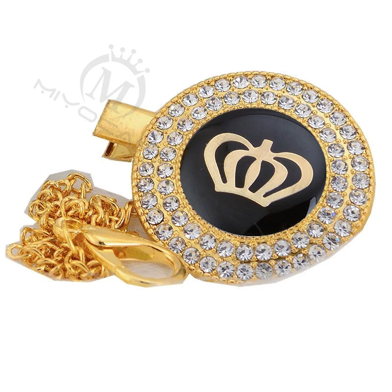 MIYOCAR lovely symbol unique gold bling pacifier clip pacifier holder black symbol with gold