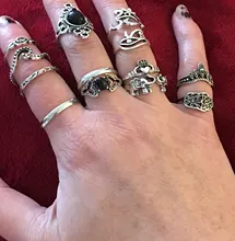 Docona-Conjunto de Anillos para nudillos geométricos Vintage para mujer, diamantes de imitación, conjunto de Anillos Midi, joyería para fiesta, accesorios