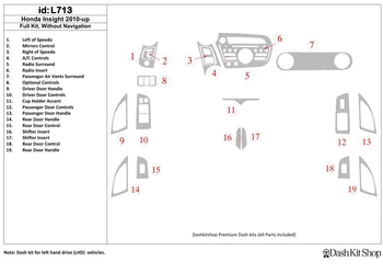 

Interior lining for Honda Insight 2010-UP. Set L713.