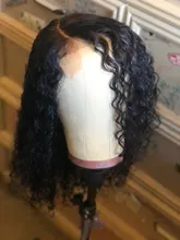 Cranberry-peluca con cierre de encaje 4x4 para mujer, cabello Remy brasileño de ondas profundas, pelucas de cabello humano con encaje frontal 13x4, línea de cabello prearrancado