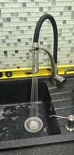 Kitchen-Faucets Sinks Deck Single-Handle Mounted-Crane Pull-Down Chrome-Mixer with Rubber-Design