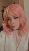 AOSI-Peluca de pelo Natural con flequillo para mujer, cabello corto sintético ondulado, rosa, morado, negro, Bob, fibra resistente al calor, Cosplay, pelucas de Lolita