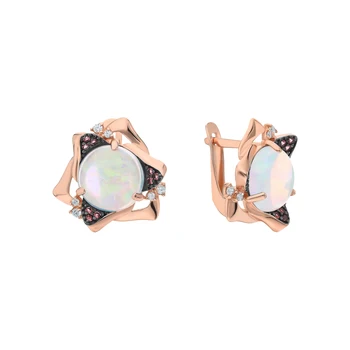 

Silver earrings with tourmaline, cubic zirconia and Opals synthetic sunlight sample 925 test