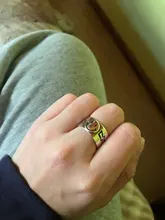 Plata de Ley 925 auténtica dedo Anillos para las mujeres amarillo sonrisa cara delicado de moda joyería gran ajustable Anillos antiguos Anillos