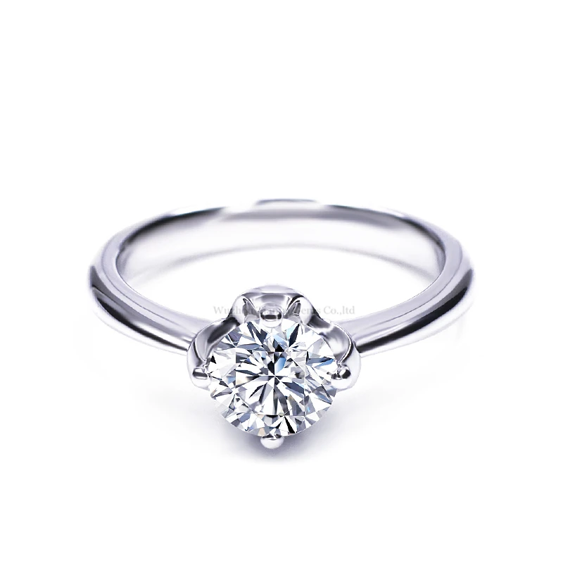 Кольцо-солитер Tianyu Gems Муассанит классическое с 4 зажимами идеальная круглая