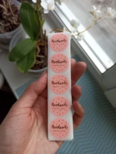 Pegatinas de papel Kraft hechas a mano con amor, etiquetas adhesivas redondas de 25mm para hornear, decoración de boda, decoración de fiesta, 50-500 Uds.