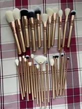 Jessup-Juego de brochas de maquillaje, 6 uds.-30 Uds., polvo dorado/rosa, sombra de ojos, cepillo de base