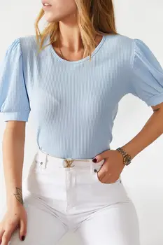 

XHAN Women Bubble Sleeve Blouse 0YXK2-43607-55