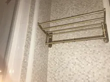 Towel-Rack Hooks Bathroom-Accessories Foldable Antique Aluminum Brass with Active