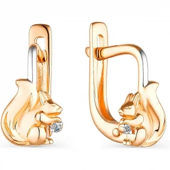 

Alcor earrings squirrel with 2 diamonds in red gold