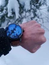 Reloj deportivo de cuarzo con correa de acero para hombre, cronógrafo con esfera grande, doble máquina, Cool Blue, 7395