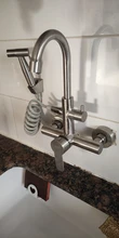 Onyzpily-grifo de fregadero de cocina de acero inoxidable, mezclador de grifo, pulverizador de corriente, cabezal de instalación en pared, níquel cepillado 304