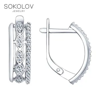 

SOKOLOV Silver drop earrings with stones with cubic zirconia fashion jewelry silver 925 women's male, long earrings