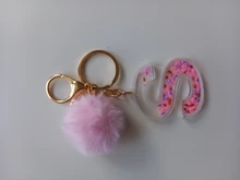 Llavero con letras para mujer, 26 purpurina ahuecada, alfabeto inglés, llavero de bolso, artesanías con bola Globo, 1 ud.