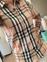 Camisa informal de moda para mujer, camisa de gasa con solapa y manga larga con estampado de labios, a cuadros, nueva de 2020
