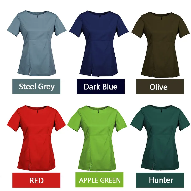 Women's Embroidered Scrub Top Nursing Uniform Blouse Short Sleeve Personalized with your Text