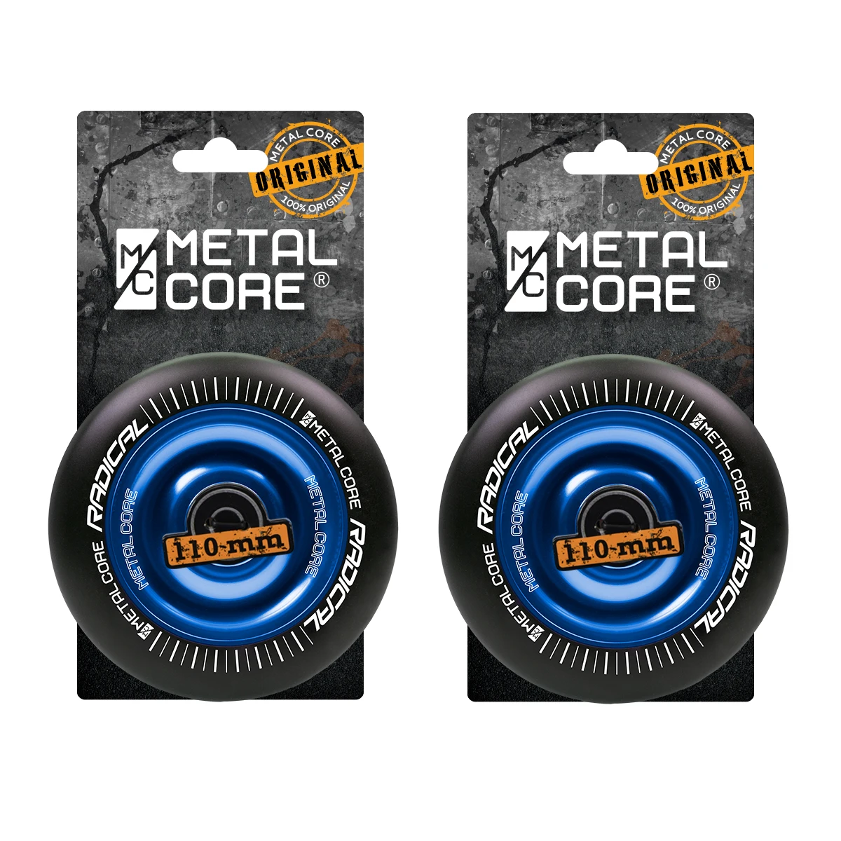 Kit 2 Wheel Radical Metal Core For Freestyle Scooter, Diameter 110 Mm (Blue)