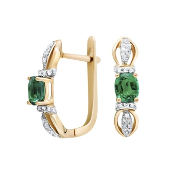 

Gold earrings with emeralds and diamonds VALTERA 585 sterling silver
