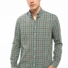 Дефакто Мужская Однотонная рубашка с длинным рукавом в клетку мужские повседневные рубашки с отложным воротником мужской хлопковый топ Shirts-I9618AZ18AU