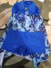 Bañador Sexy con cuello en V para mujer, traje de baño con estampado Irregular de realce, Tankini Halter, ropa de baño de dos piezas para playa
