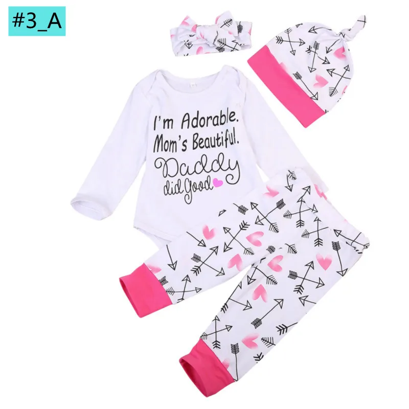 Baby Clothing Set cheap 3PCS Newborn Baby Girls Sets Flower Letter Printed Romper + Flower Pants + Cute Leggings Hat Outfits Clothes Set Spring Autumn sun baby clothing set Baby Clothing Set