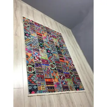 

RETRO ETHNIC PATTERNED BOTTOM WOVEN RUG, Turkish rug