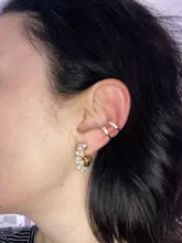 Circonio coreano oído brazalete Set pendientes para niñas 3-14k oro lindo cartílago Clip en pendientes No perforado mujeres Punk joyería