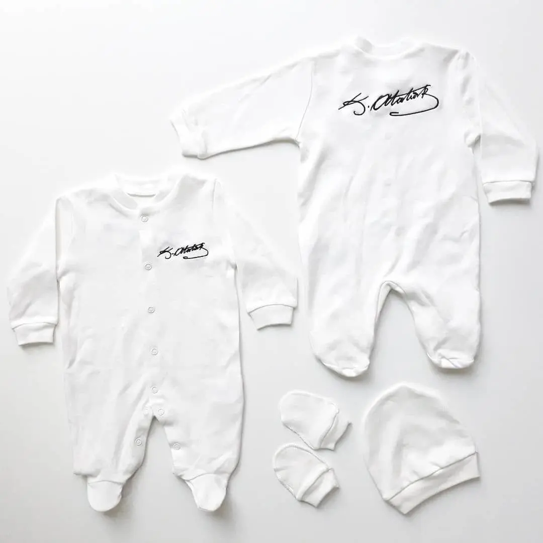 

K. Ataturk Signature Embroidered Baby Jumpsuit