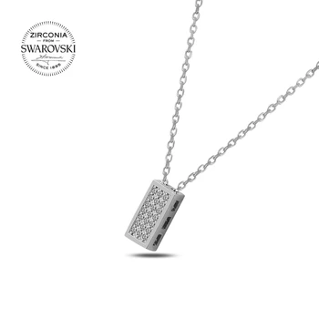 

KUTAYDAN Swarovski Zirconia Rectangle Pendant 925 Sterling Silver