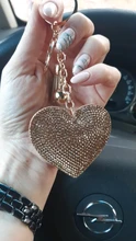ZOSHI-Llavero borla cuero con forma de corazón, llavero con anilla para llaves, llavero de cristal de Metal, bolso con abalorio, colgante automático, regalo, precio al por mayor