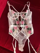 Mesh Bodysuit Teddies Summer Overalls Skinny Yimunancy Floral Body-Femme Women Embrodiery