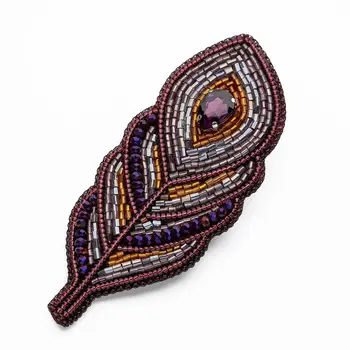 

Нбр-18007 set for embroidery with beads: Brooch "feather lilac"