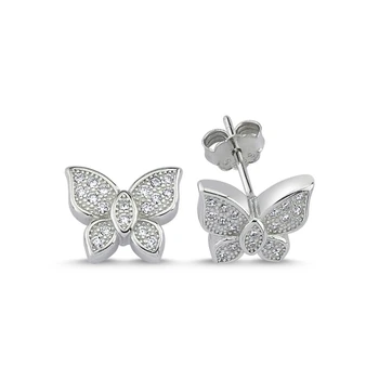

KUTAYDAN Zircon Butterfly Earrings 925 Sterling Silver