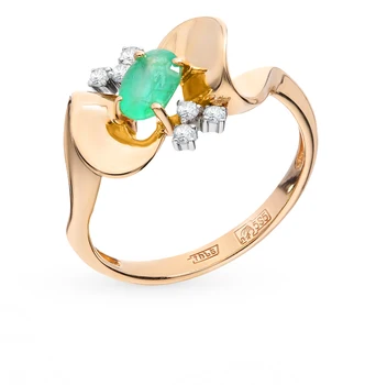 

Gold ring with emerald and diamonds sunlight sample 585