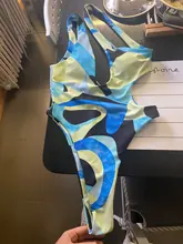 Bañador Sexy de una pieza para mujer, traje de baño estampado, mono de un hombro, Monokini de realce, brasileño, ropa de playa para verano, 2021