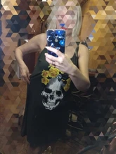 Vestido de verano Punk de manga corta suelto, calavera, abertura lateral