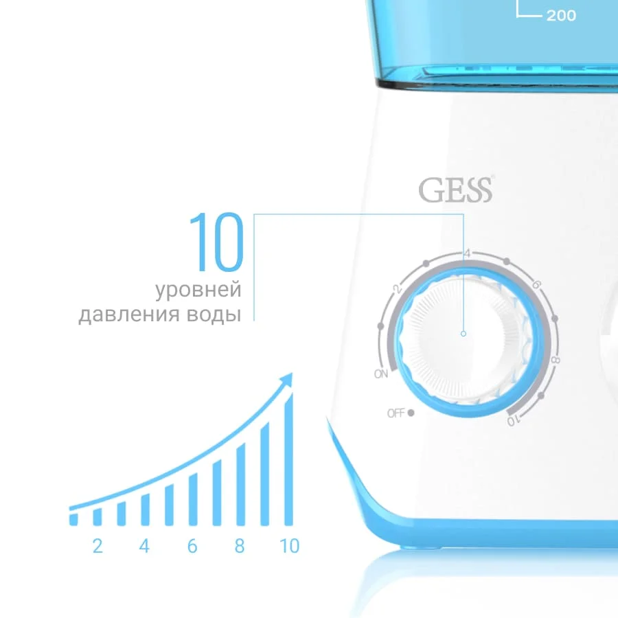 Ирригатор для полости рта Aqua Pro 600 мл 8 насадок до 7 атм. пульсация 1400 от сети GESS
