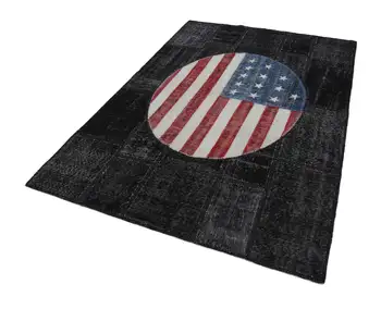 

171x347 Cm Usa Handmade Flag Patchwork Rug-6x11 Ft