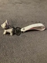 Moda Punk llavero de Bulldog Francés de cuero de la PU perro llaveros para las mujeres bolso colgante joyas baratija del coche de los hombres, anillo de clave de la cadena