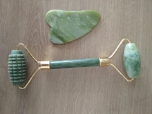 Rodillo de piedra de Jade Natural para masaje Facial, masajeador de gua sha, rascador, herramientas adelgazantes de belleza, relajación de la piel