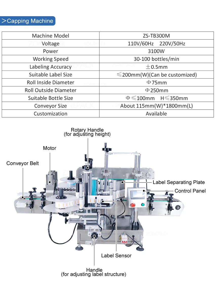 ZONEPACK Небольшая автоматическая производственная линия Пневматическая машина для наполнения и укупорки гелевых бутылок сока и плоская этикетировочная машина для косметики 