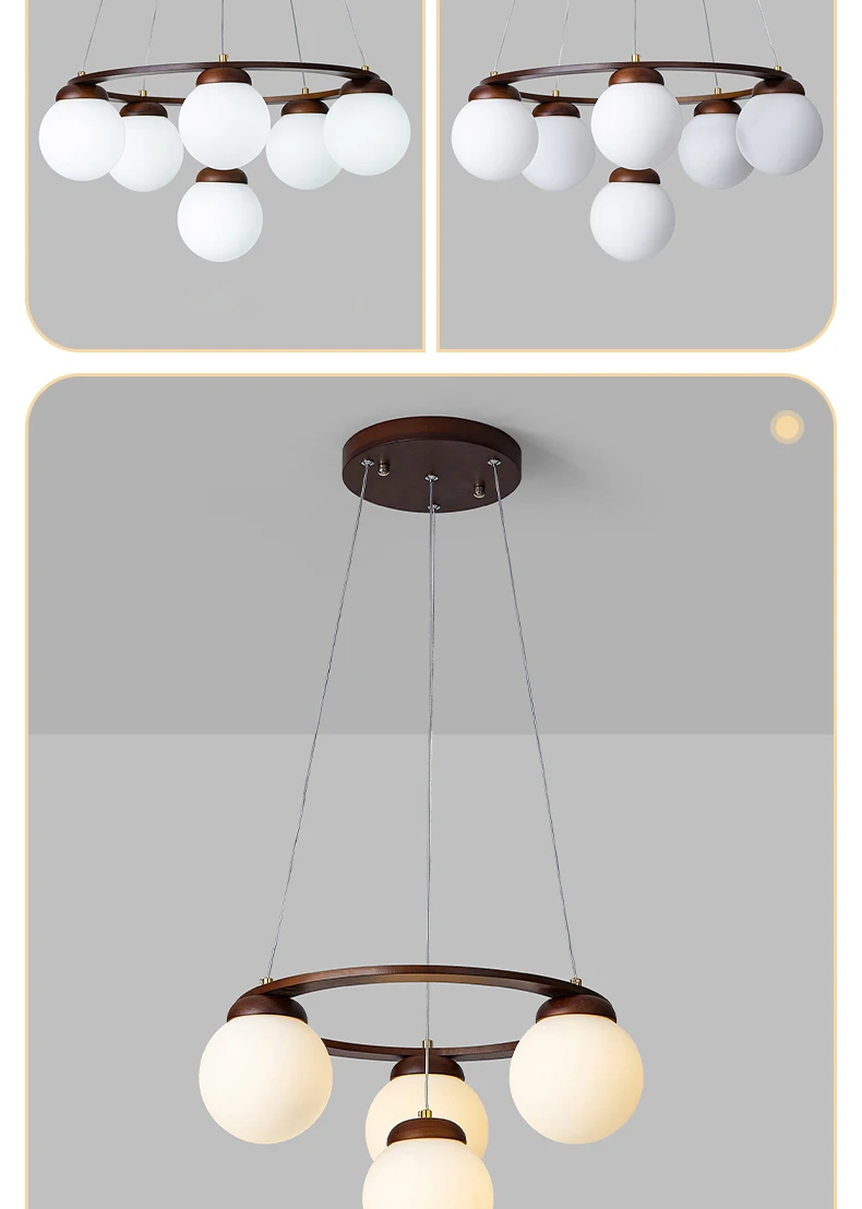 Nordic Wood Chandelier For Dinning Room Kitchen Loft Table Ring Glass Ball Pendant Lamp Living Home Edison E27 Hanging Lighting wagon wheel chandelier