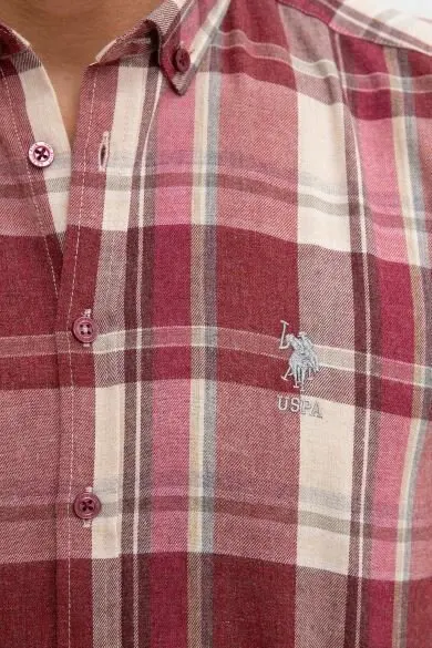 Uss. POLO ASSN. В клетку, обычная рубашка - Цвет: Burgundy