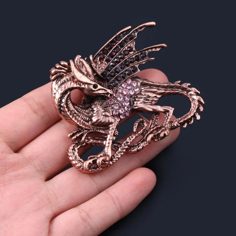 Винтажные броши в виде дракона с кристаллами заколки для косплея значки Daenerys