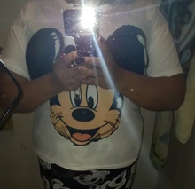 Disney-Pijama de manga corta para mujer, ropa de dormir femenina con diseño de Mickey avatar, estampado de Mickey de dibujos animados