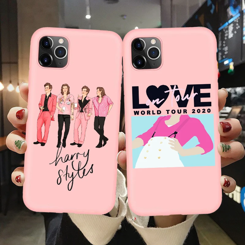 Чехол для телефона Harry Styles Love On Tour 2020 с тонкой линией iPhone X XR Xs Max 11 8 7 Plus 6S 5S SE розовый