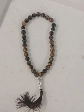 Colgante borla de cuentas para hombres y mujeres, piedra Natural de ágatas negras, 33 cuentas de oración, islámico, Tasbih musulmán, corario de Dios, joyería de meditación